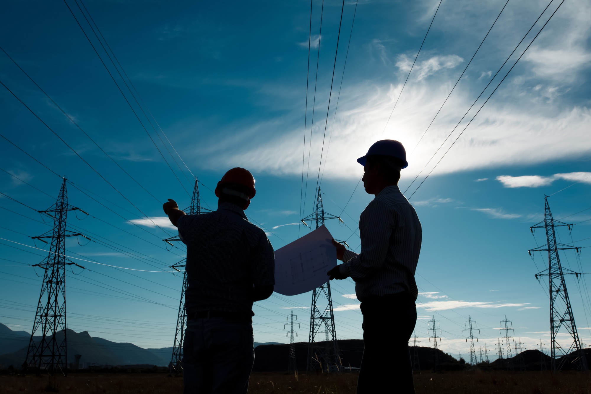 workers at electricity station